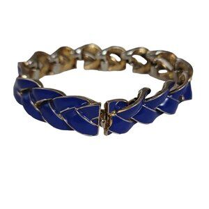 Purple Enamel Chunky Chain Tongue Clasp Designer-Style Bracelet 7.5" Long, E90